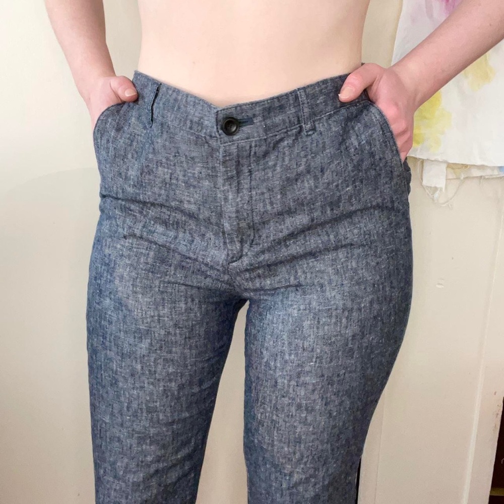 GREY LINEN UNIQLO PANTS
